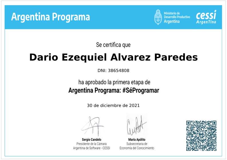 Certificate Argentina Programa