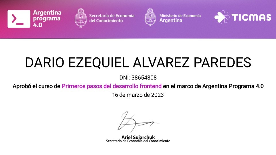 Primeros pasos del desarrollo Frontend - Argentina Programa 4.0